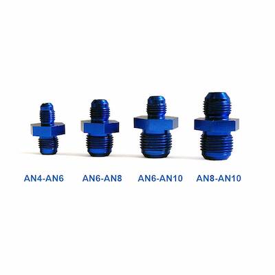 Hose Size Conversion Adapter AN4 Male to AN6 Male Blue Anodized Aluminum Universal Fitting Oil Cooler Water Temperature Sensor Fuel Pipe Engine Block Etc!