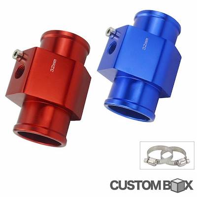 Skid Racing Sensor Adapter for Water Temperature Gauge Compatible Hose Inner Diameter 28mm 30mm 32mm 34mm 36mm 38mm 40mm Aluminum Anodized Color Blue Red