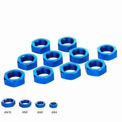 AN6 In-Vehicle - Exterior Junction Joint Nut Blue Anodized General-Purpose Bulkhead Penetration Fitting Oil Cooler Cooling Water