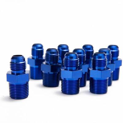 Hose Size Conversion Adapter AN6 Male - 3/8NPT Male Blue Anodized Aluminum Universal Fitting Oil Cooler Water Temperature Sensor Fuel Pipe Engine Block Etc!