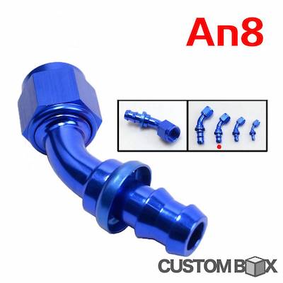 AN8 Econo Clamp 45 Degree Fitting Anodized Economate Oil Cooler Fuel Hose End Blue