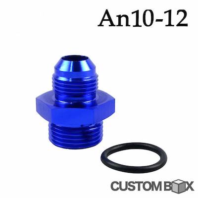 Conversion adapter AN10 male - AN12 male (straight cut) plug union aluminum billet machined anodized universal fitting oil cooler water temperature gauge