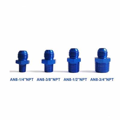 Hose Size Conversion Adapter AN8 Male to 3/8NPT Male Blue Anodized Universal Fitting Oil Cooler Water Temperature Sensor