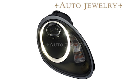 [Auto Jewelry] Porsche 987 Early Boxster Cayman Fiber Ring LED Position Headlight (For Halogen Vehicles) Black