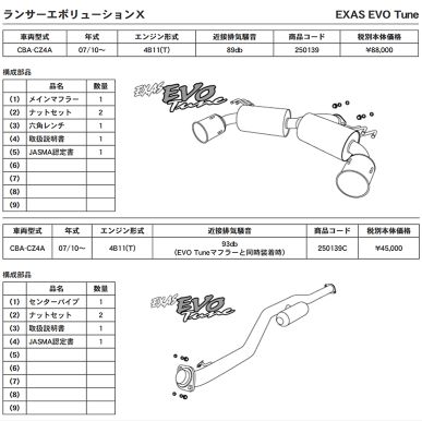 GP SPORTS EXAS EVO Tune CZ4A Lancer Evolution [10] (07.10 ~ 10.3) (JASMA) [250139] [250139C]