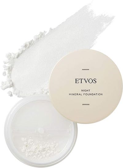 ETVOS Night Mineral Foundation, 0.2 oz (5 g), Makeup Foundation, Face Powder, Glossy Skin, Absorbs Sebum, Prevents Crumbling, Sleep While Wearing (Brush/Puff Sold Separately)