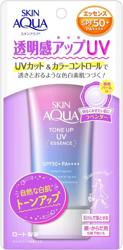 Skin Aqua Increases Transparency, Tone-Up, UV Essence, Sunscreen, Soothing Savon Scent, Lavender, 1 Piece