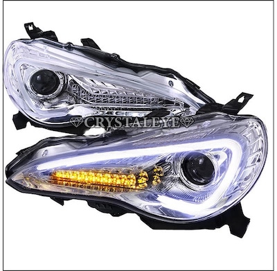 Crystal Eye 86 & BRZ Fiber LED Tail V2 & LED Light Bar Headlight V3 (Chrome for HID Vehicles)　