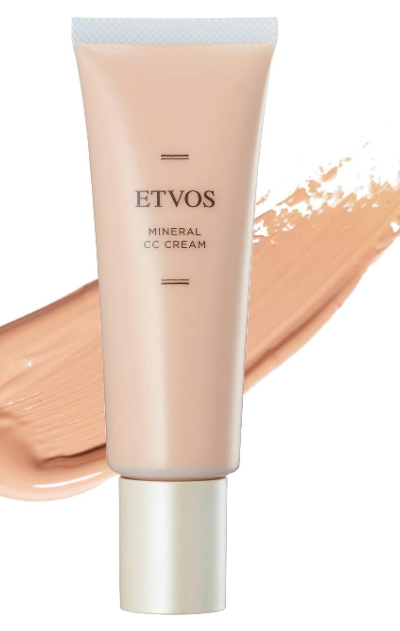 ETVOS SPF 38/PA+++ Mineral CC Cream, 1.1 oz (30 g), Glossy Skin, Transparency, Skin Color Correction, Removes with Soap, UV Protection, Makeup Base, Human-Shaped Ceramide, Natural
