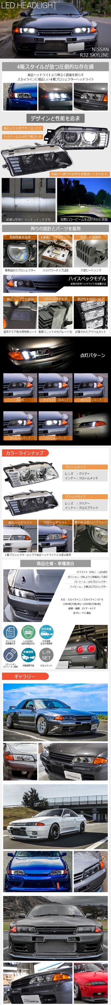 78 WORKS R32 SKYLINE FULL LED HEADLIGHT