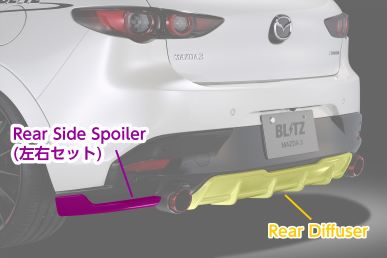 BLITZ AERO SPEED R -Concept Rear Side Spoiler for MAZDA3 FASTBACK BP