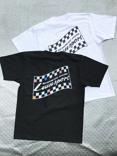 L'aunsport CHECKERED FLAG T-shirts BLACK / WHITE